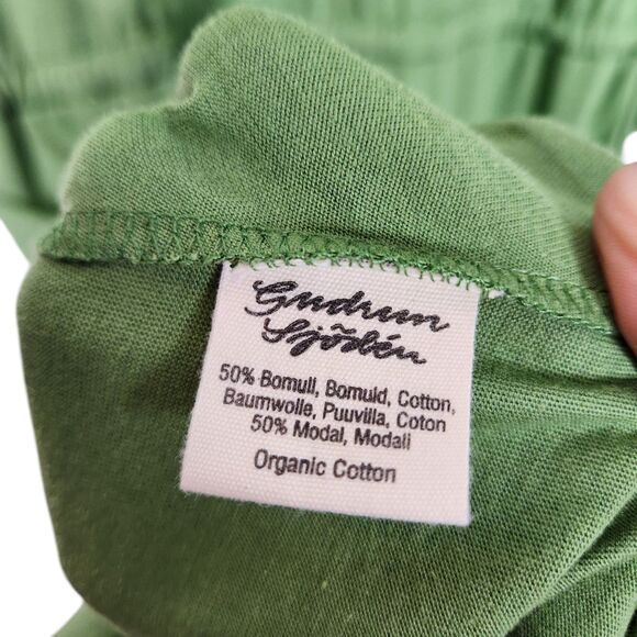GUDRUN SJODEN Dress Womens Medium Green Drawstring Midi Dress Organic Lagenlook - Picture 6 of 7